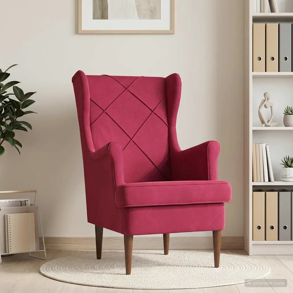 Divano Sedia-Poltrona Rosso Vino Velluto 340404