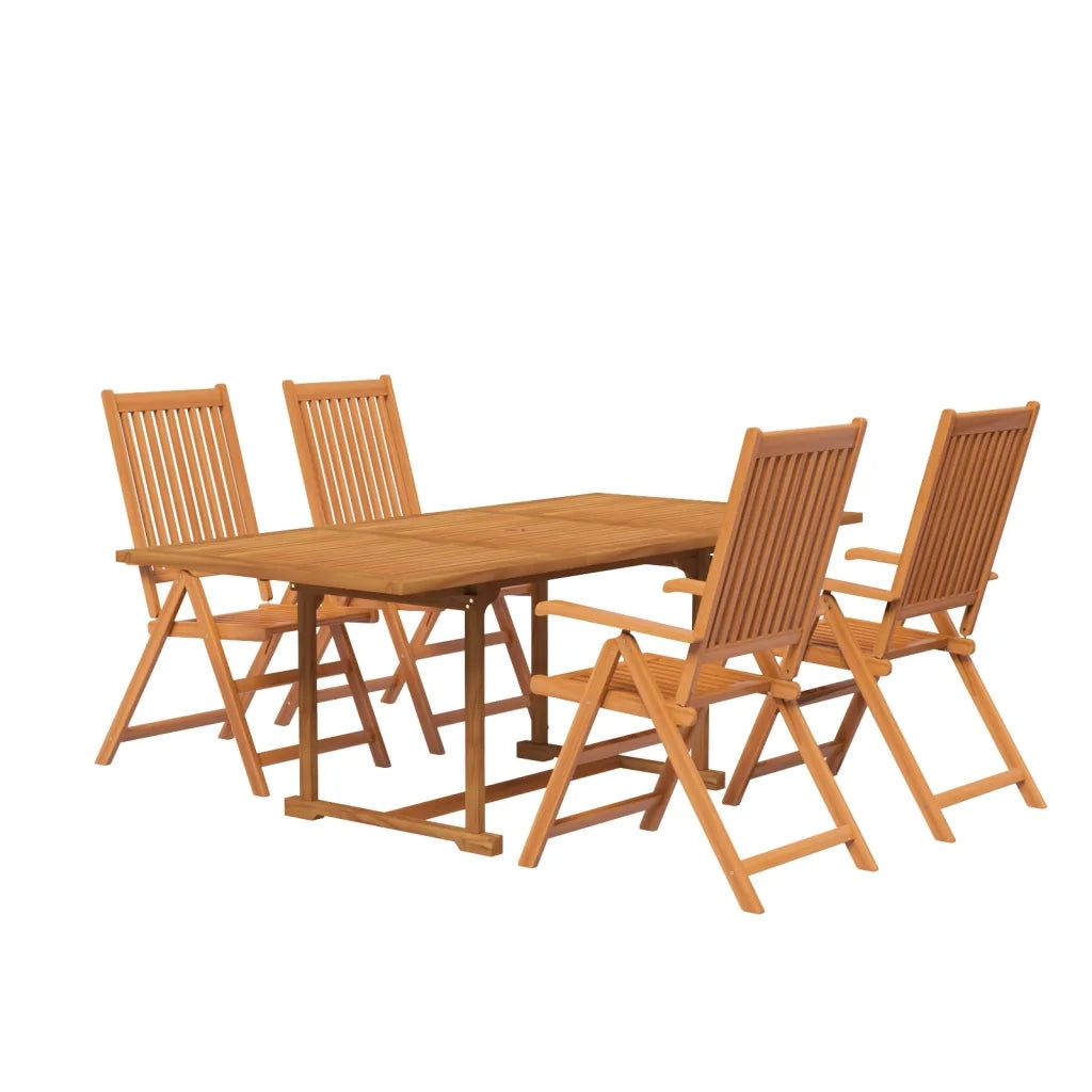 Set Mobili da Pranzo da Giardino 5 pz Legno Massello di Acacia 150-200 cm 3079637
