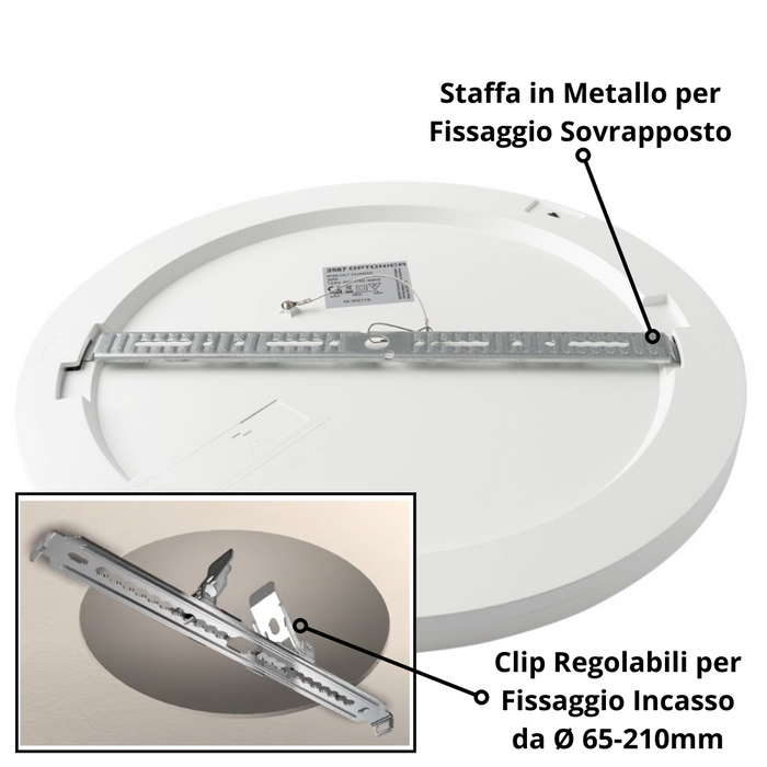 Plafoniera led incasso 30 watt cct slim tonda alimentatore incluso pezzi 3