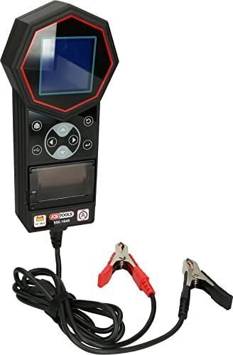 KS TOOLS 550.1649 Tester digitale per batterie 12V 24V con stampante integrata controllo stato batteria e sistema di carica colore Nero