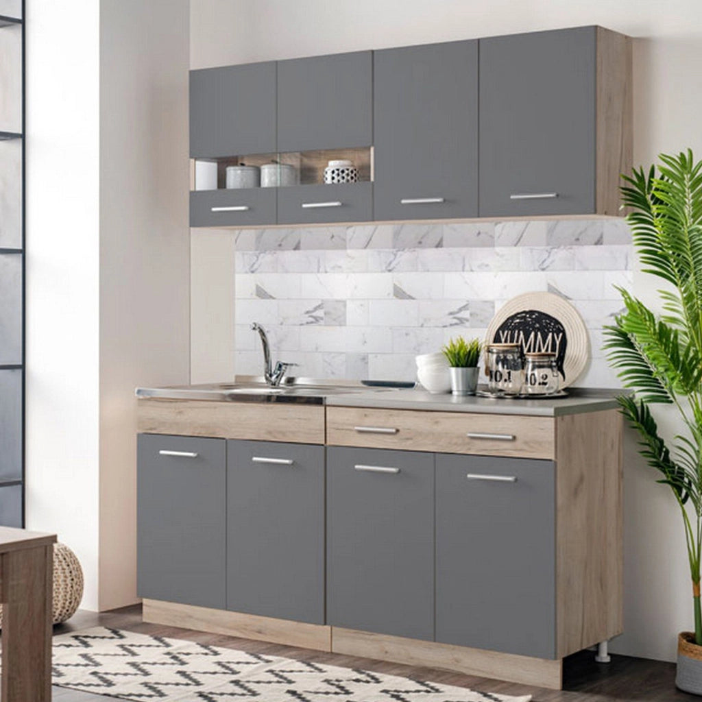 Cucinino Solarolo, Cucina un Cassetto, Elettrodomestici non inclusi, Nero Antracite