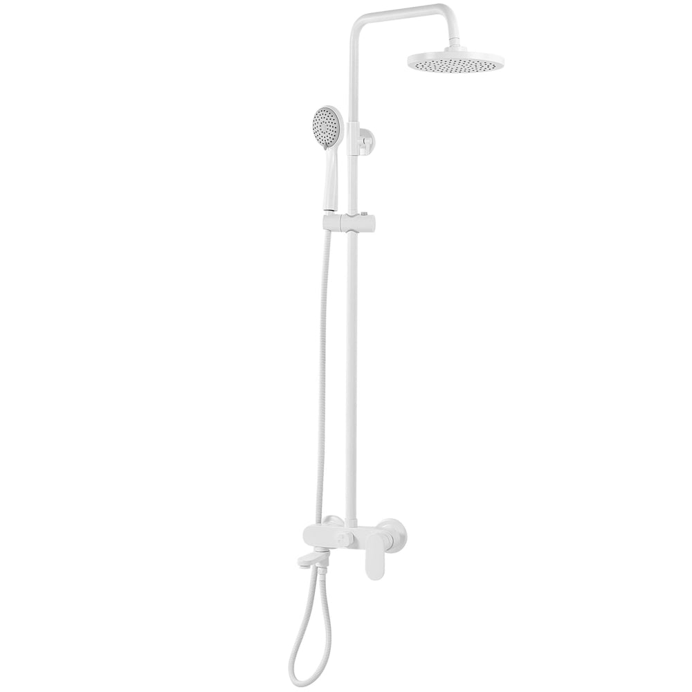 Moderno Set Colonna Doccia da Muro con Soffione a Pioggia in Ottone Bianco Opaco
