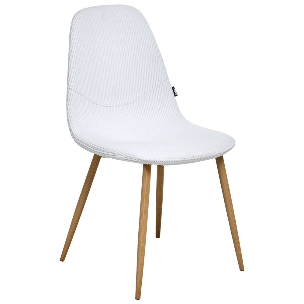 Set di 2 sedie da pranzo Struttura in tessuto bianco Seduta in velluto a coste Design moderno senza braccioli