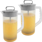 Set di 2 bicchieri per mescolare, caraffa di plastica da 2 litri con coperchio, contenitore per succo facile da miscelare, coltelli di plastica inclinati e spremiagrumi regolabile per succo, tè, bibite