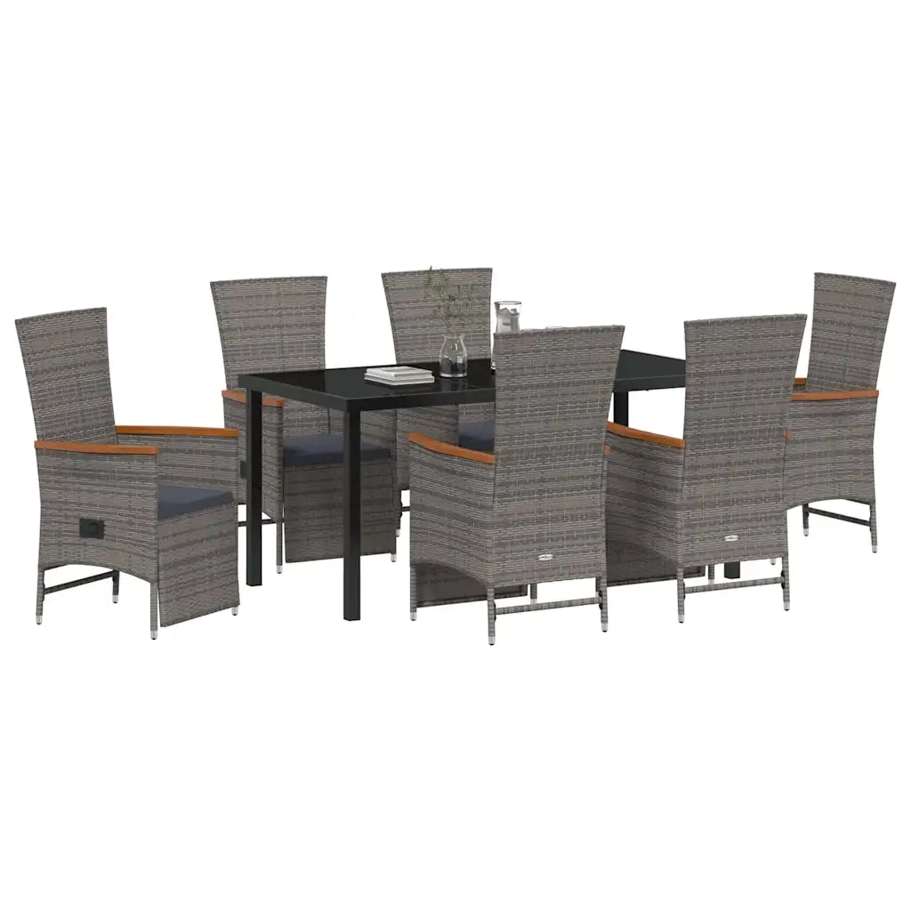 Set da Pranzo per Giardino con cuscino 7 pcs Grigio polyrattan 3379454
