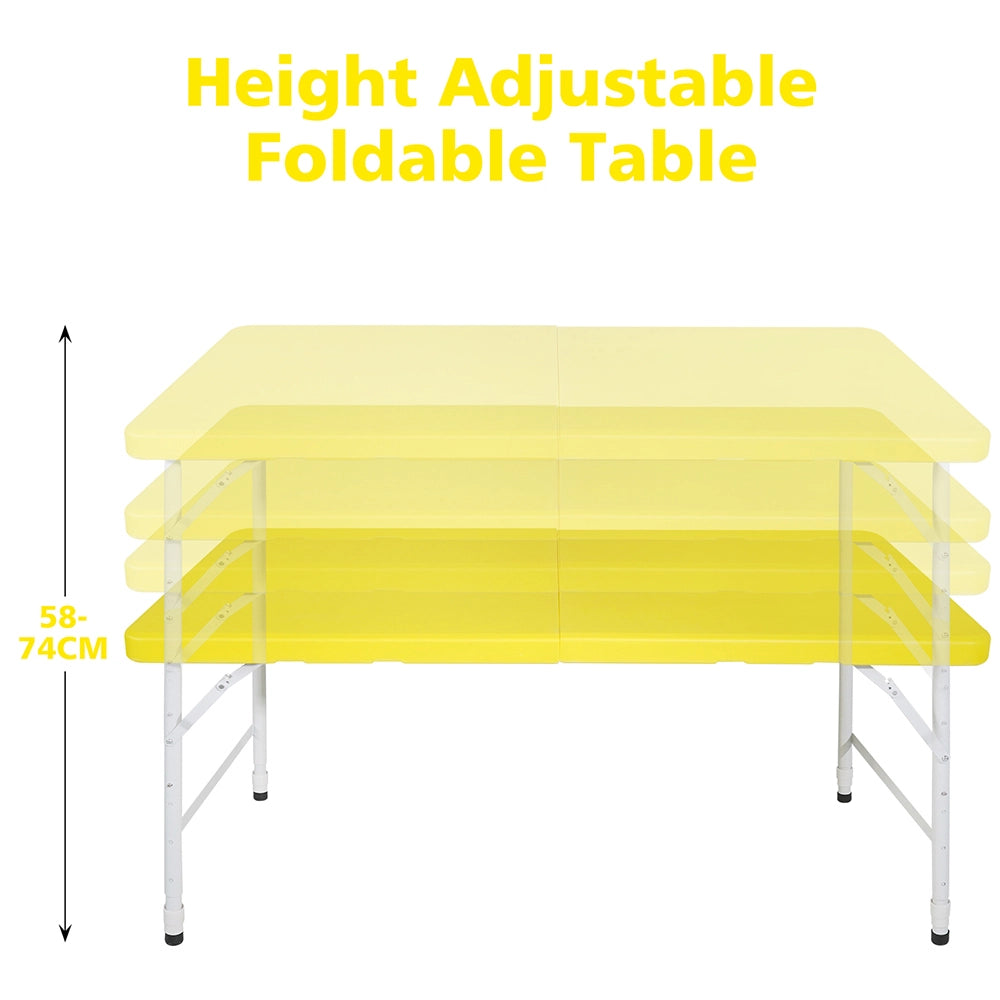 Tavolo-Xylo-125cm pieghevole giallo regolabile portatile 135kg