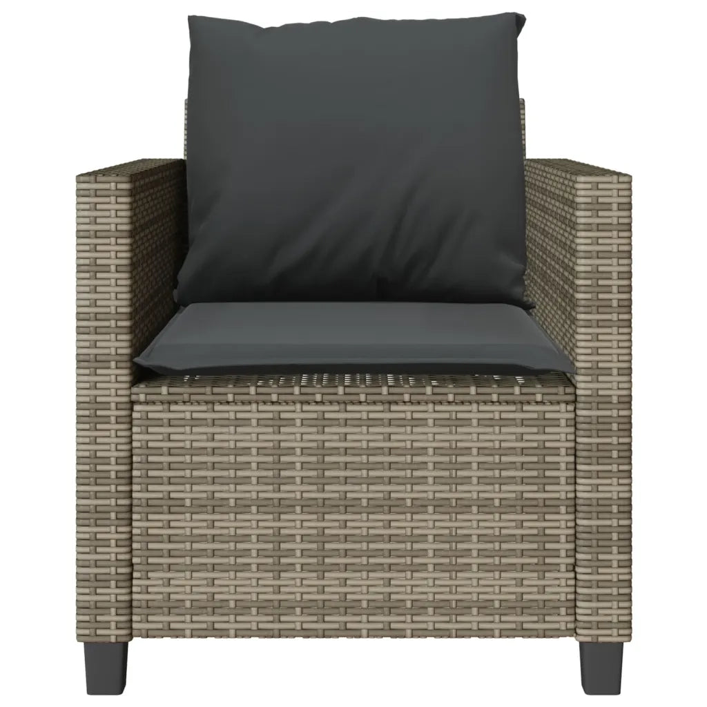 Set da Bistr¨° 3 pz | Set Salotto da Giardino con Cuscini Grigio in Polyrattan