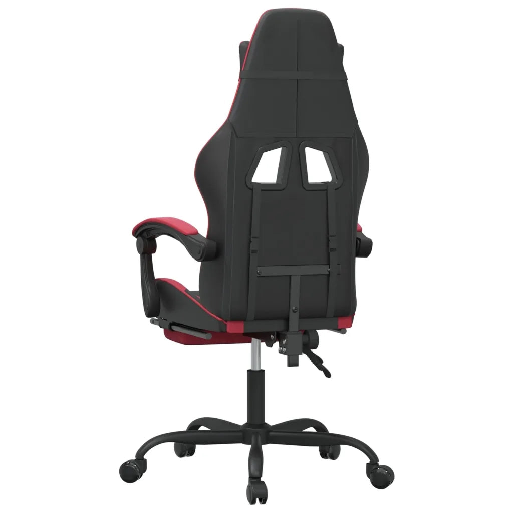 Sedia da Gaming con Poggiapiedi Nero e Rosso Vino in Similpelle 3143885