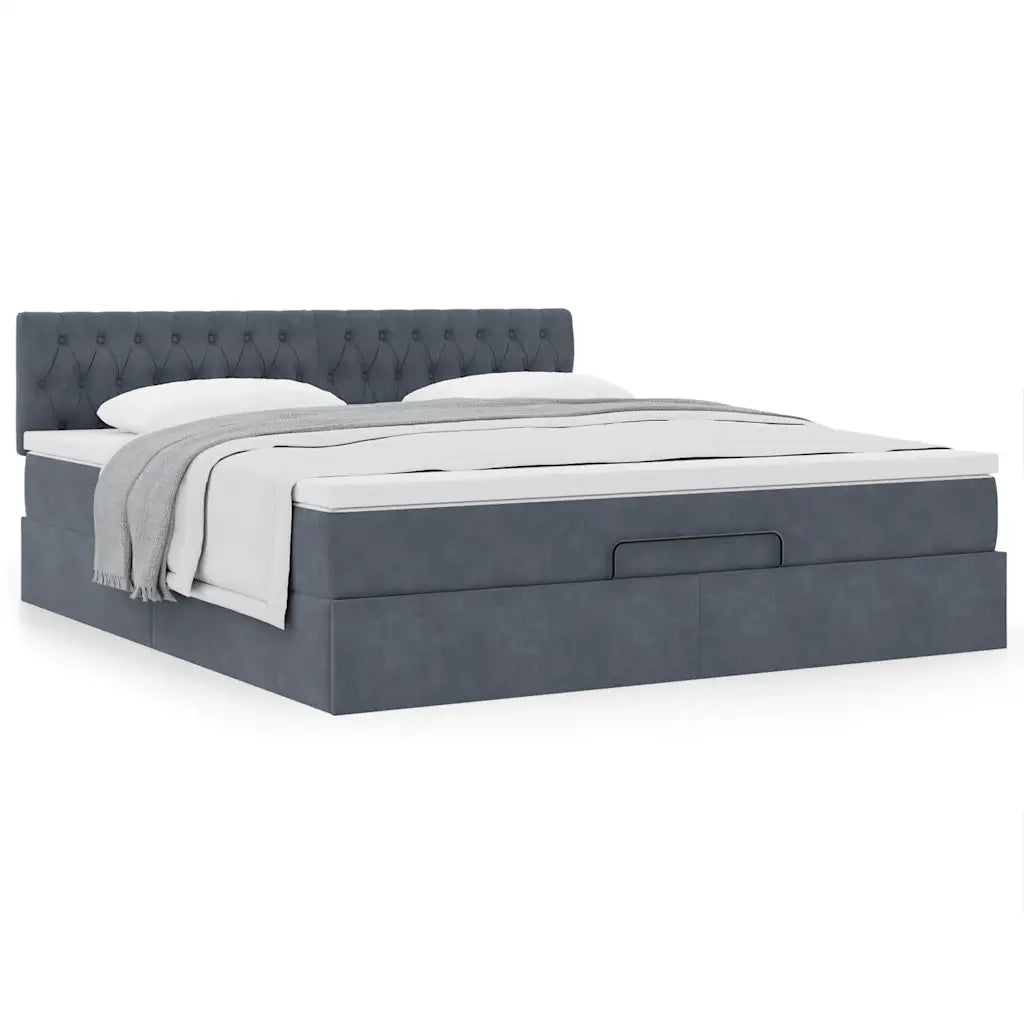 Struttura Letto Pouf con Materasso 160x200 cm in Velluto 3311856