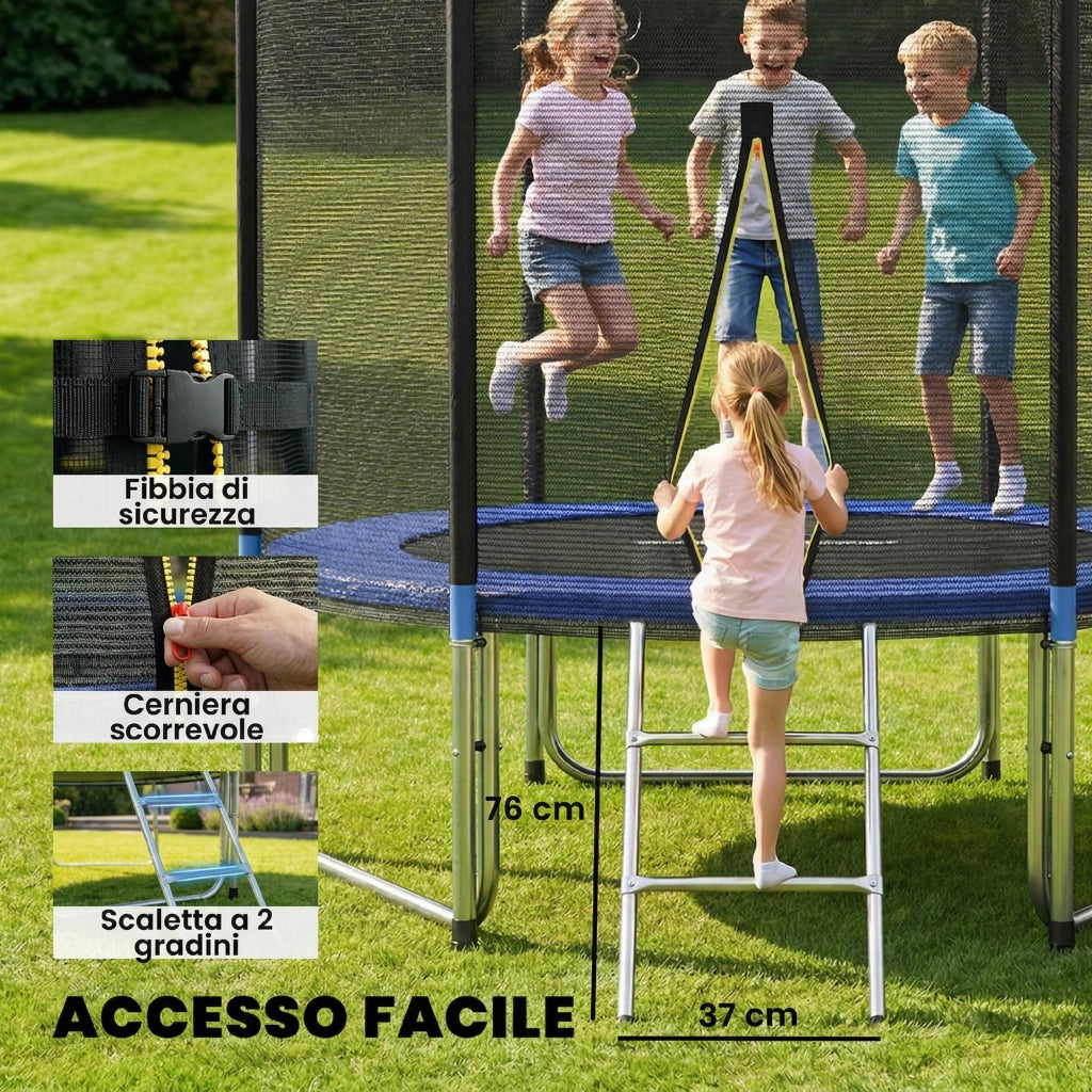 Trampolino da giardino 305 cm con rete ¨C zephmum ¨C Grigio