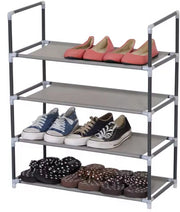 Rack per Scarpe 4 Livelli - Cassa per Scarpe in Tela Non Tessuta - Assemblaggio DIY - Struttura in Acciaio - Deposito per Scarpe per Salotto, Camera da Letto o Ufficio - Spaziale - 60x28x71 cm