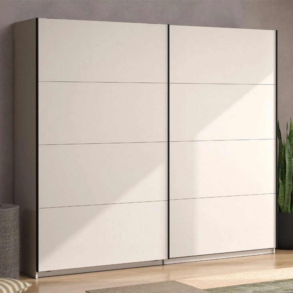 Armadio Camera da Letto Salemi, Guardaroba Grande 2 Ripiani, 245x217.5h cm Bianco Crema