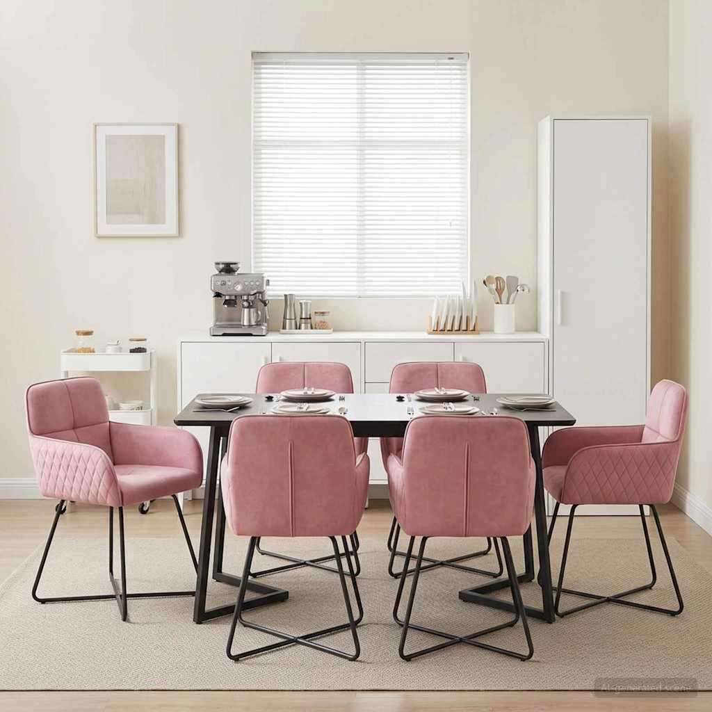 Sedie da pranzo 6 pz Velluto Rosa 59 x 56,5 x 86 cm 3428222