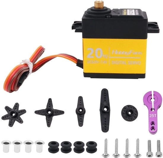 Sistema di Servo 20 kg Acqua Resistente - Impianto di Controllo - Cassa di Cambio Metallica - Modelli RC - Auto - Robot - Motore di Servo