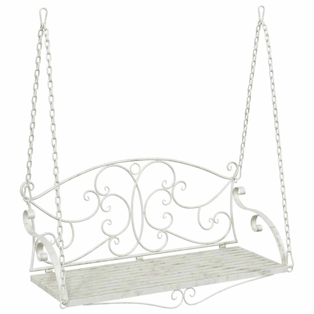 Panchina a Dondolo Acciaio 110 x 52,5 x 47 cm Bianco Antico CFW1376818