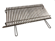 Graticola in acciaio inox, griglia per barbecue con sistema recupera grassi con piedini in ferro 80x50 cm