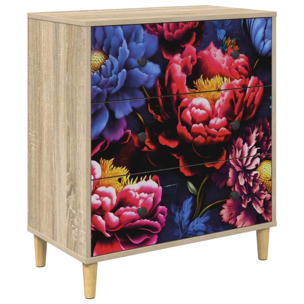 Cassettiera KIEL Stampa di peonia scura 66 x 36,5 x 75 cm 8007363