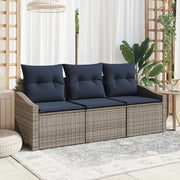 Set Divano da Giardino 3 pcs Grigio e Blu Navy polyrattan 3355254