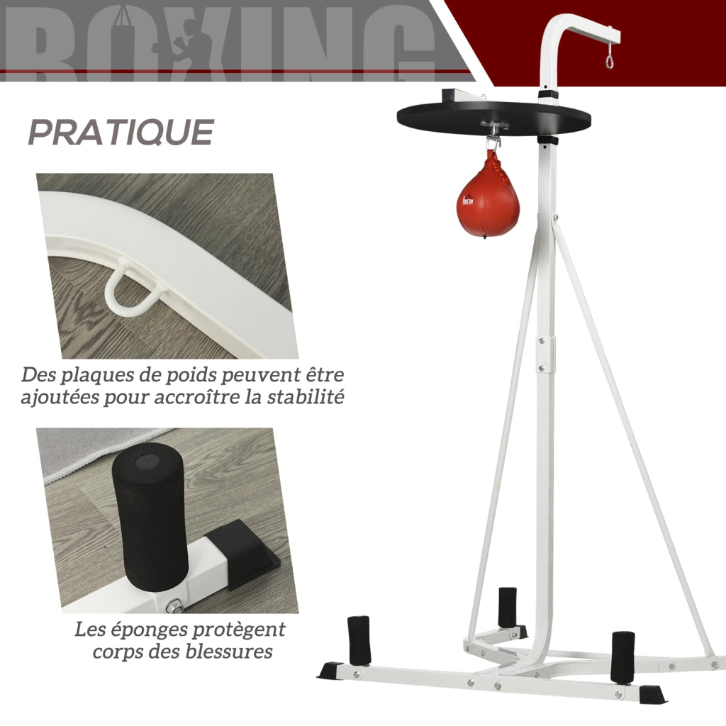 Sacco da boxe 2 in 1 con supporto e pera velocita' ¨C zephmum ¨C bianco 156x115x224 cm