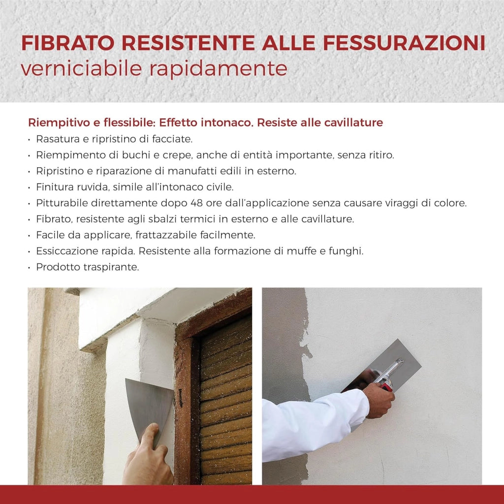 Aguaplast sr5 stucco bianco per esterni finitura ruvida 1,5 kg