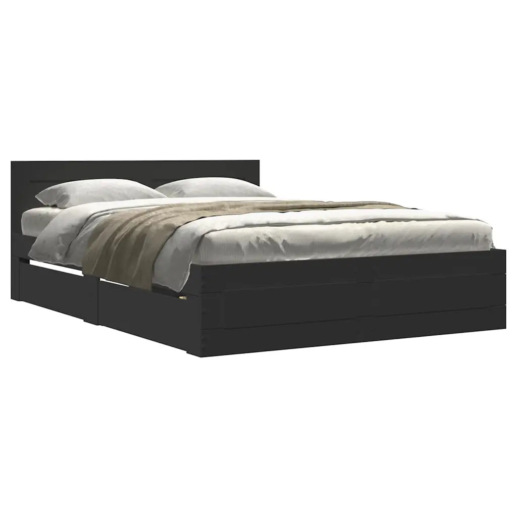 Giroletto con Testiera senza Materasso-Struttura Letto Nero 140x200 cm 217865