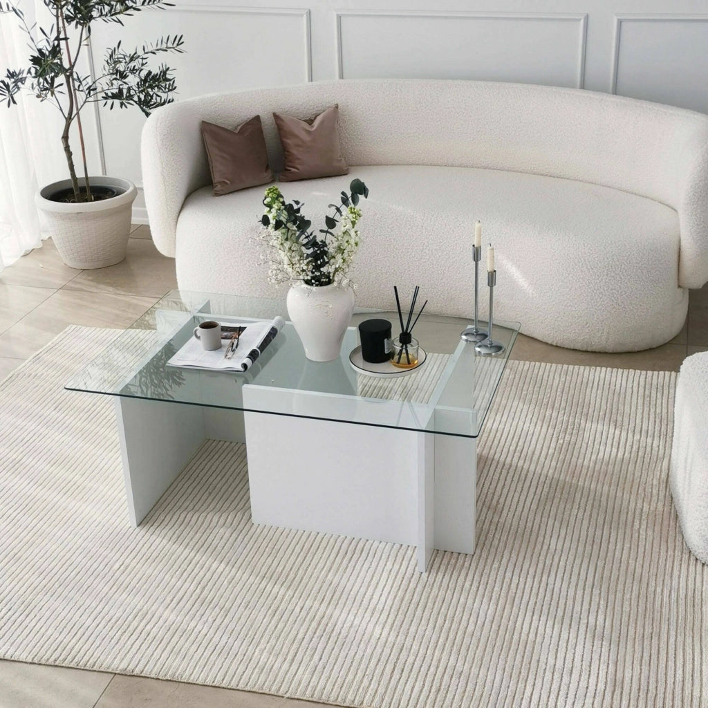 Teti, Tavolino da Salotto Portariviste, 105x65x40h cm Bianco