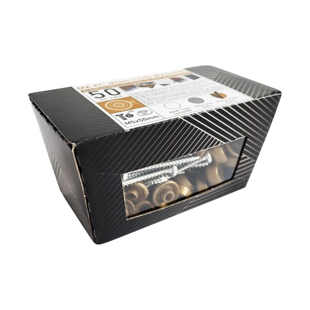 Viti in metallo zincato M5 x 40 mm con rondella di tenuta in bronzo MK PC DIAMONDS 50 pezzi