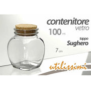 Trade Shop - Set 3pz Contenitore Barattolo Barattolino Tondo 100ml Vetro Tappo Sughero 708664 -