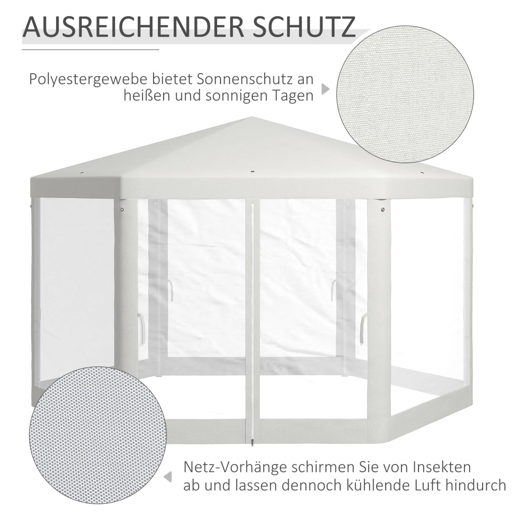 Gazebo da Giardino 6 Angoli ¨C Zephmum ¨C Creme 394x341x250 cm