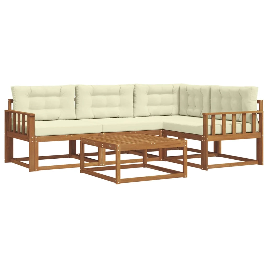 Set di divani da esterno con cuscino 5 pcs Naturale e Crema