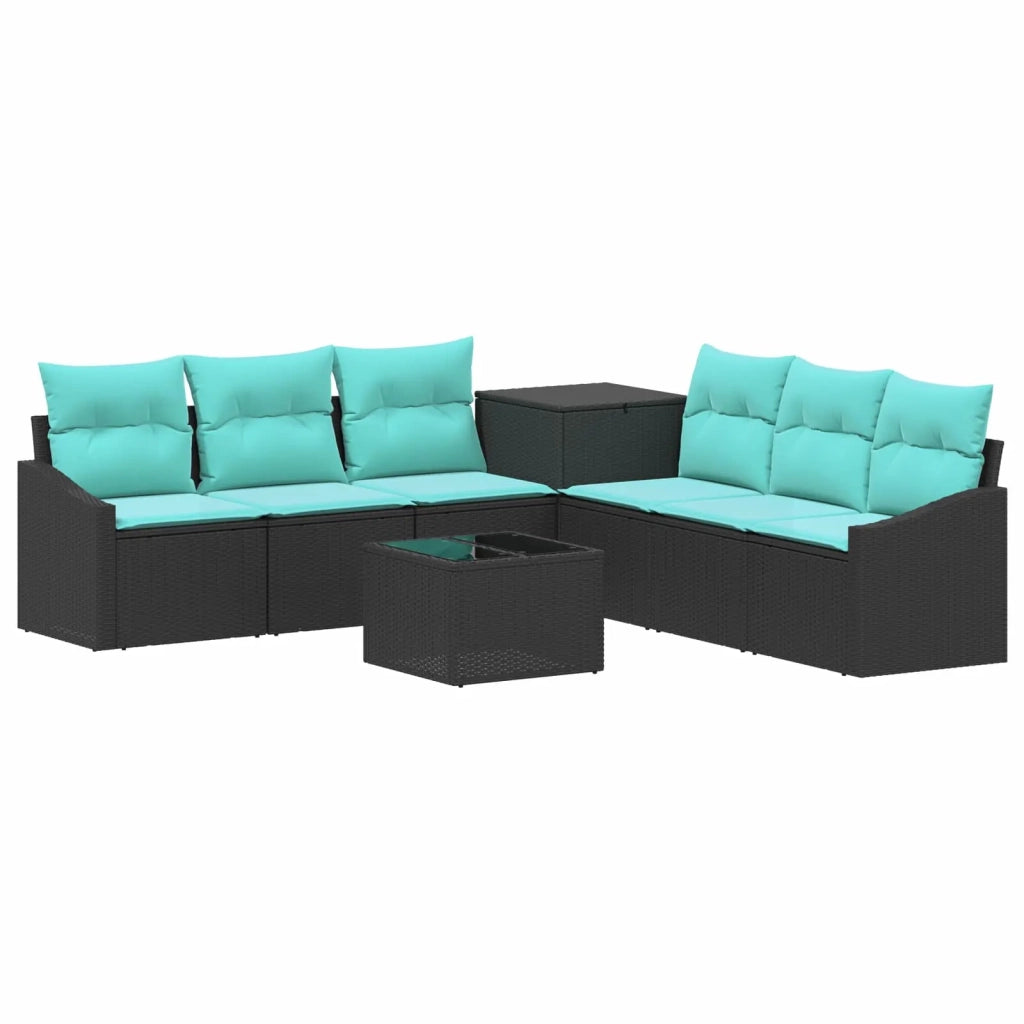 Set di divani 8 pz Nero e Blu Rattan sintetico e Acciaio 3448208