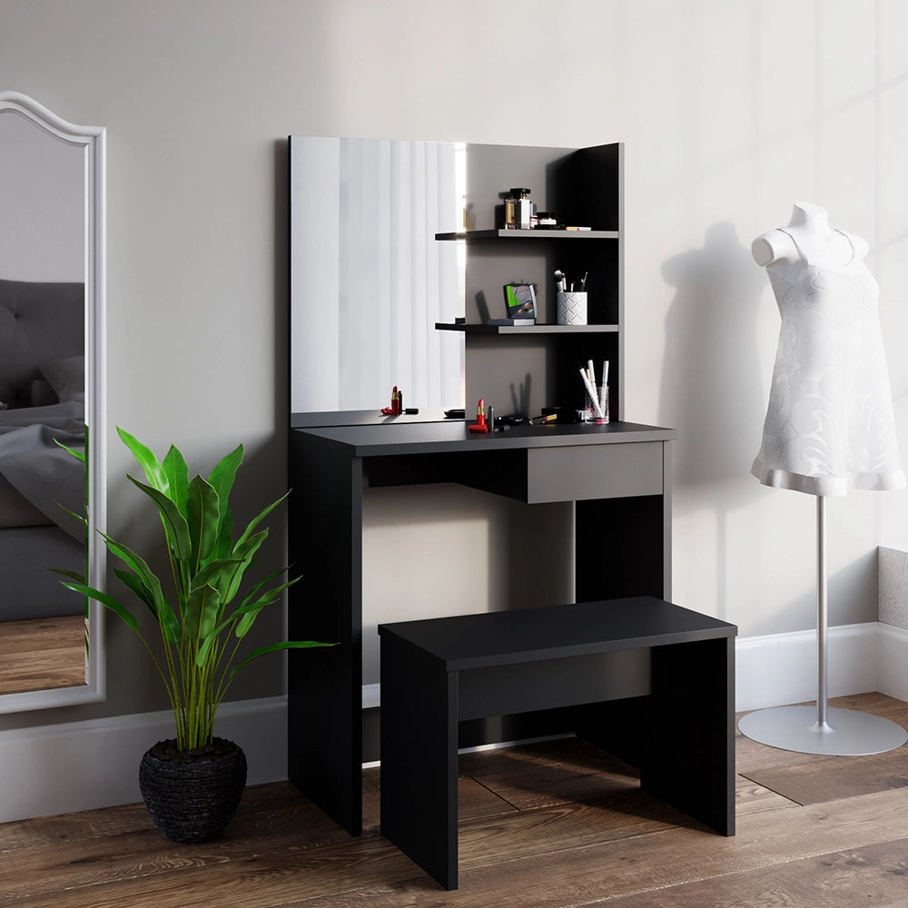 Vicco Panca Nero 70 cm per tavolo da toeletta