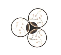 Plafoniera LED 3 cerchi con decori, matallo, nero, D 62 cm, Groovy