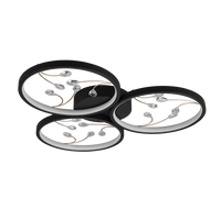 Plafoniera LED 3 cerchi con decori, matallo, nero, D 62 cm, Groovy