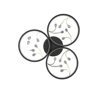 Plafoniera LED 3 cerchi con decori, matallo, nero, D 62 cm, Groovy