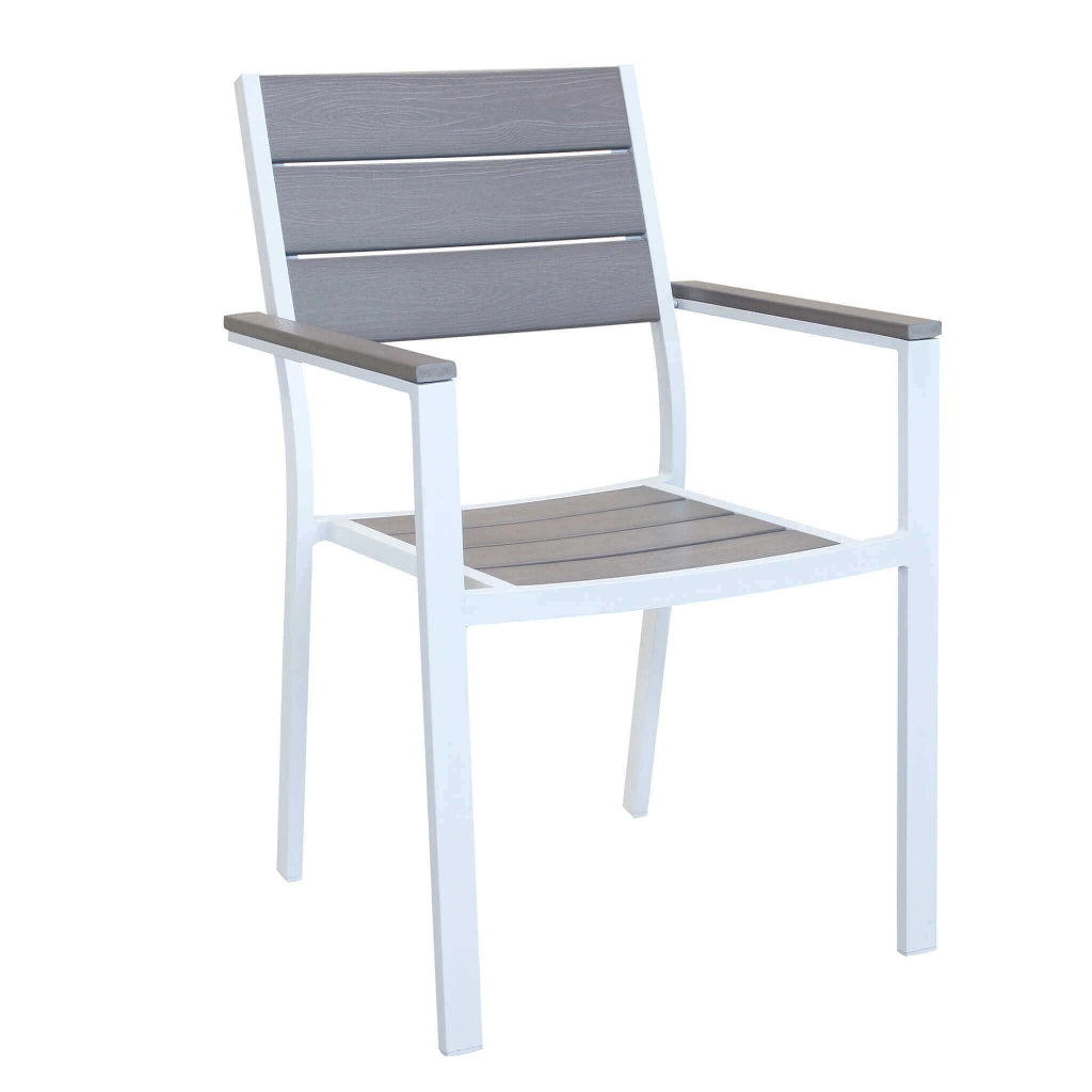 SEDIA CERVIA IMPILABILE IN ALLUMINIO VERNICIATO BIANCO