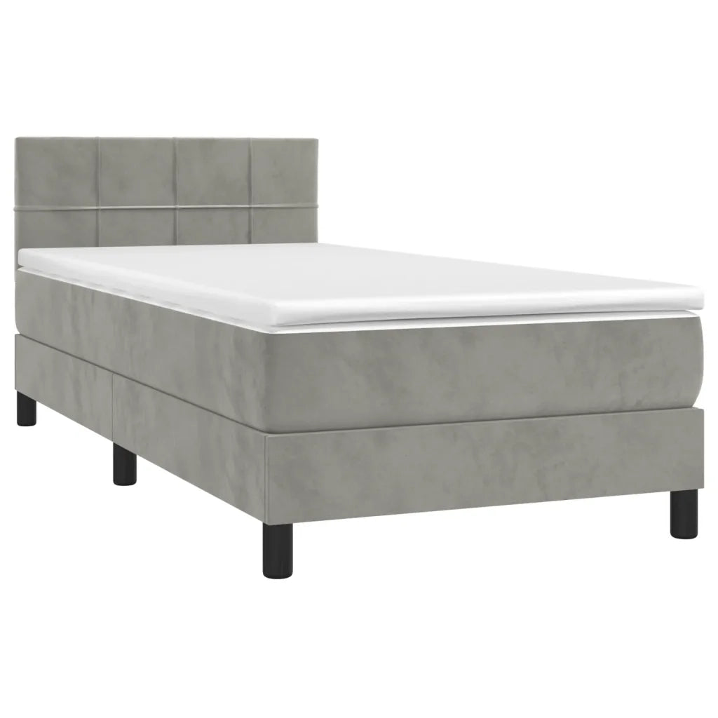 Letto a Molle con Materasso e LED Grigio Chiaro 80x200 cm Velluto 3134369