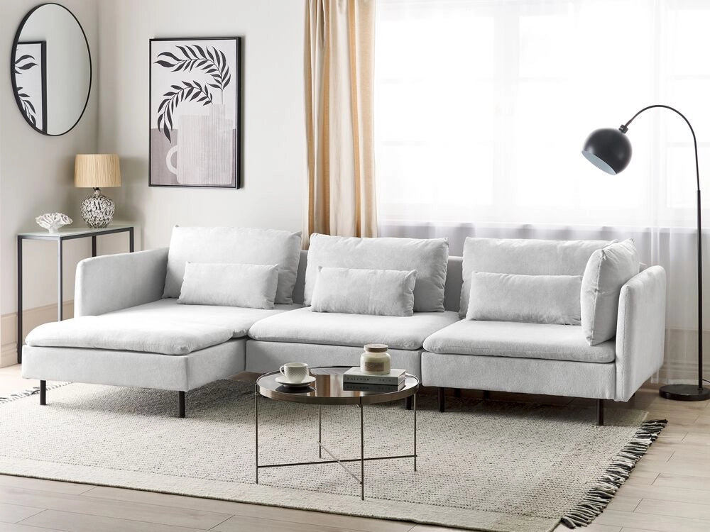 Divano modulare ad angolo destro Divano componibile a 3 posti in velluto a coste grigio chiaro Soggiorno di design moderno
