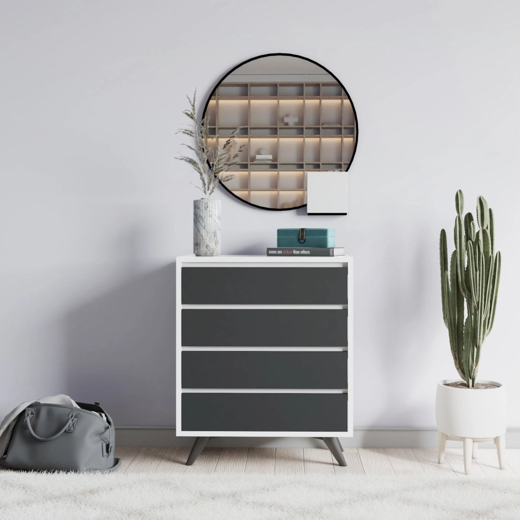 Cassettiera in legno "Suvera" - 70 x 40 x 86 cm - Bianco