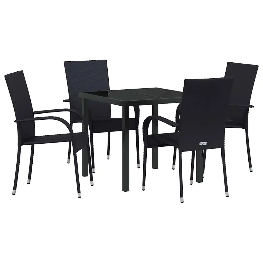 Set da Pranzo per Giardino 5 pcs Nero