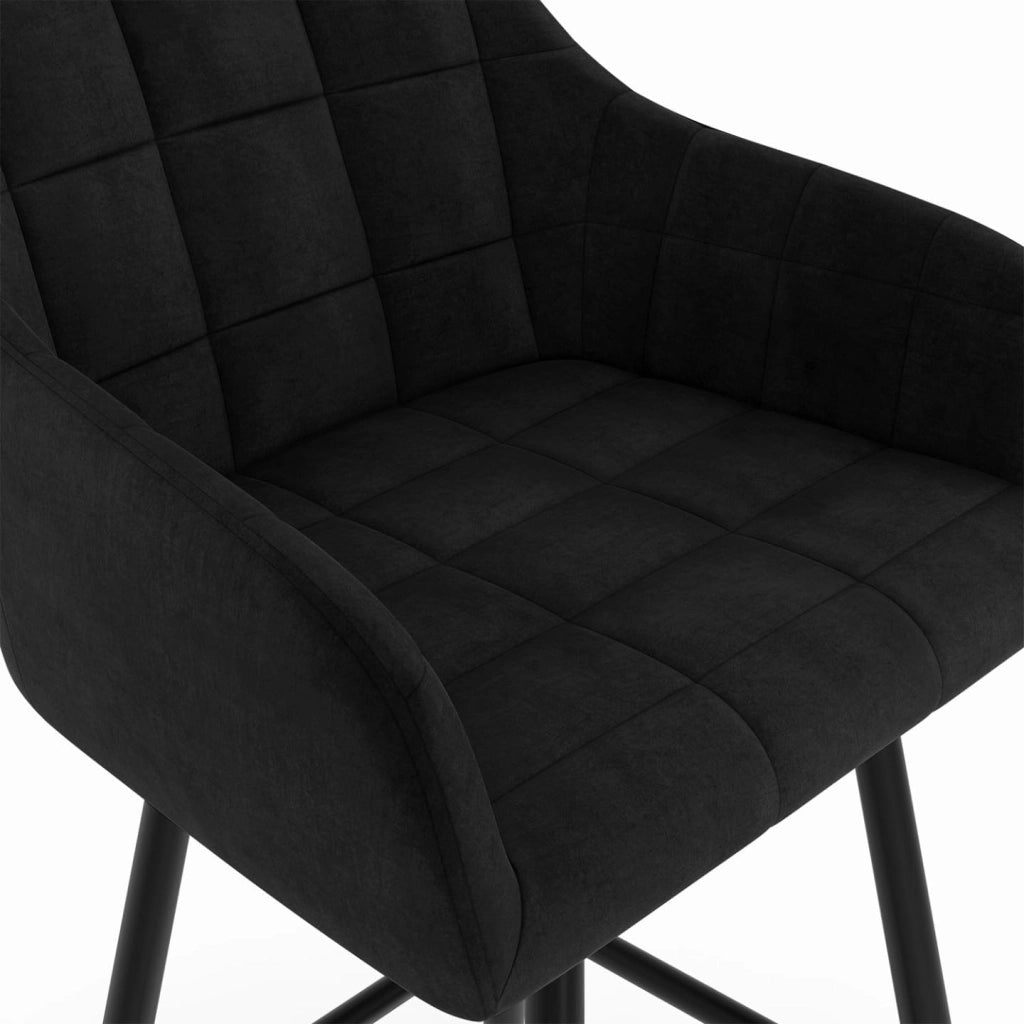 Set di 4 sgabelli da bar MADY con braccioli in velluto nero