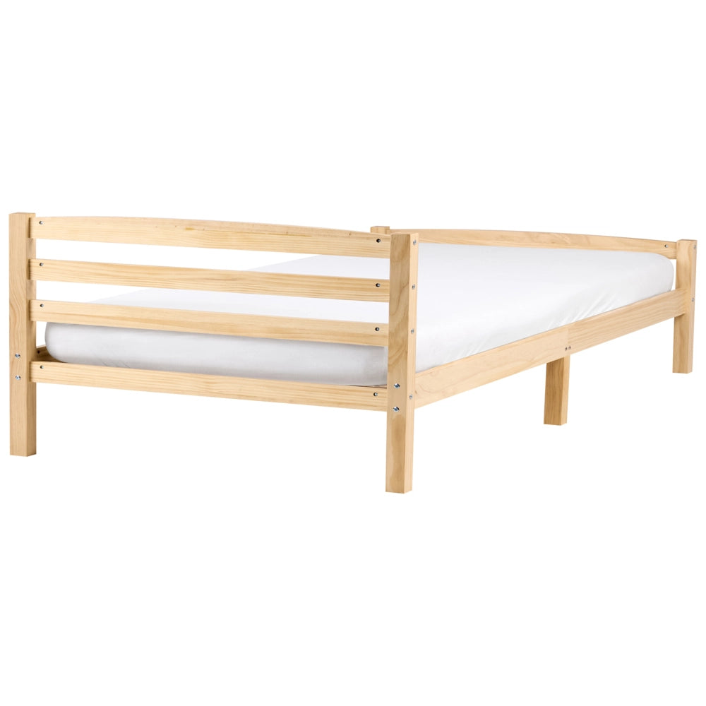 Letto matrimoniale in legno di pino chiaro 120 x 200 Testiera a doghe minimalista