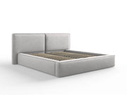 Cosmopolitan Design - Letto a cassettone con testiera doppia "Arendal" 180x200cm in tessuto strutturato grigio chiaro 