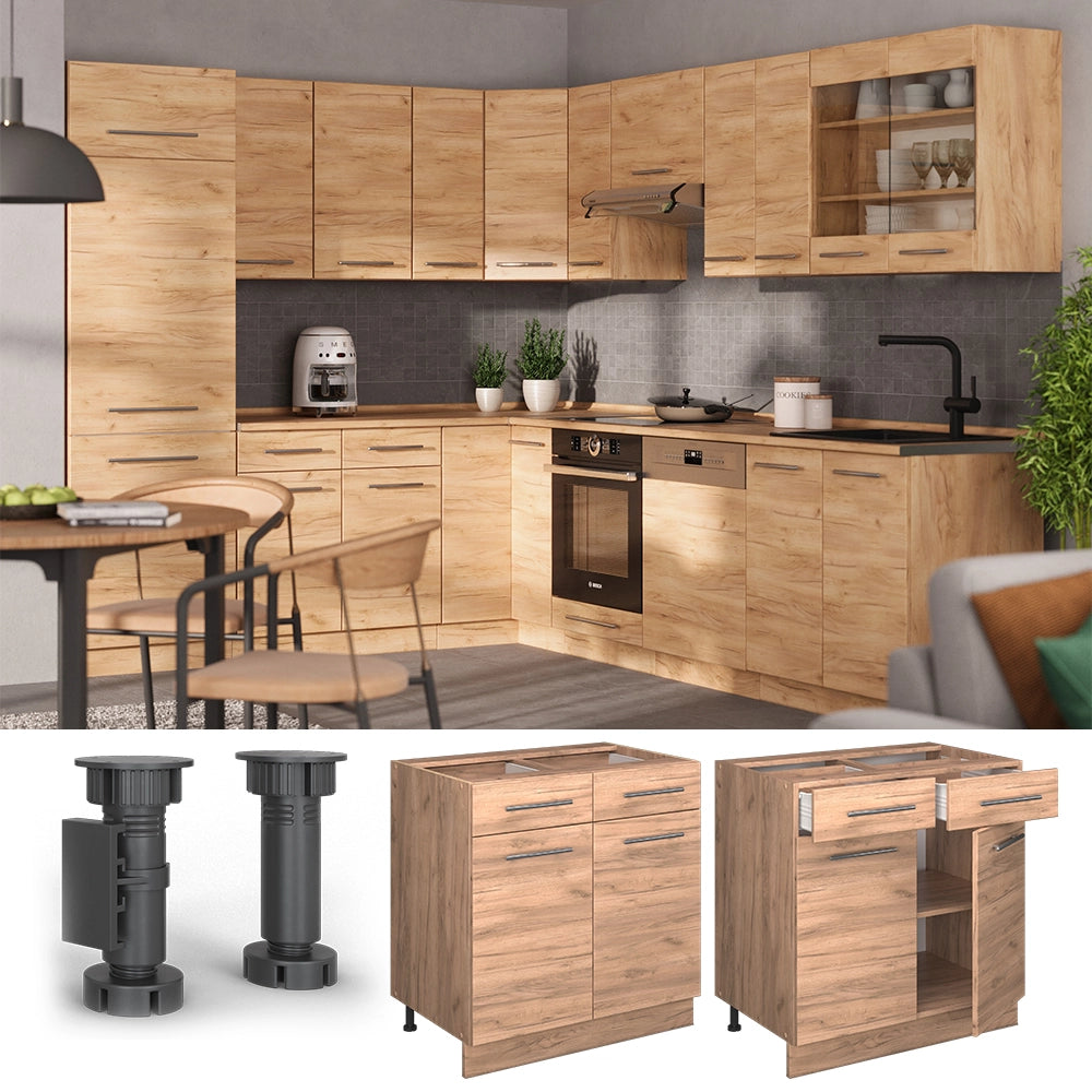 Vicco Mobiletto base per cucina Quercia dorata 80 cm , PL Rovere