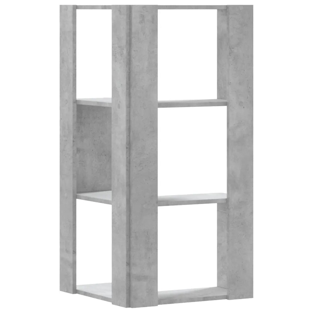 Libreria Angolare 3 Ripiani-Scaffale per Libri-Mobile di Stoccaggio Grigio Cemento 50x50x102 cm Legno