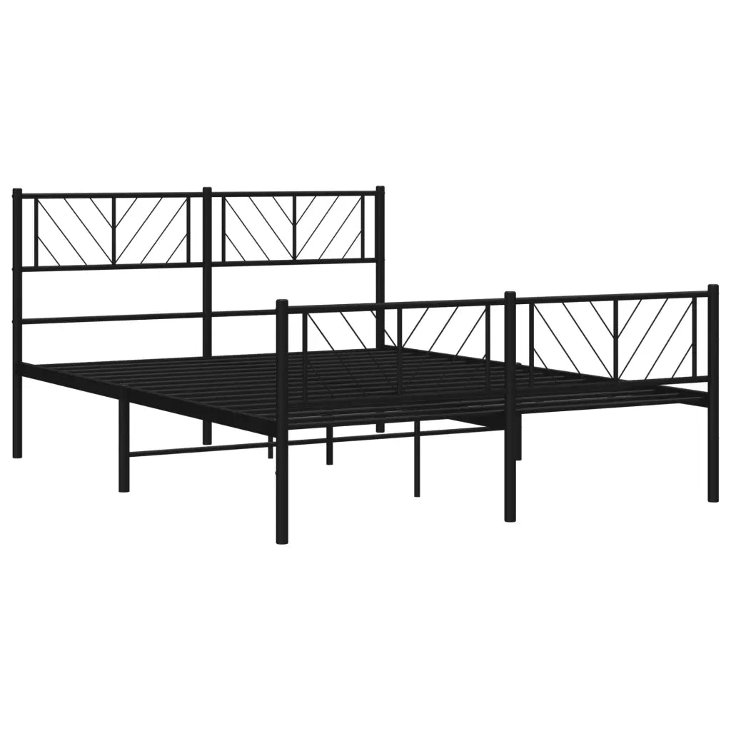Giroletto con Testiera e Pediera Metallo Nero 140x200 cm 372198