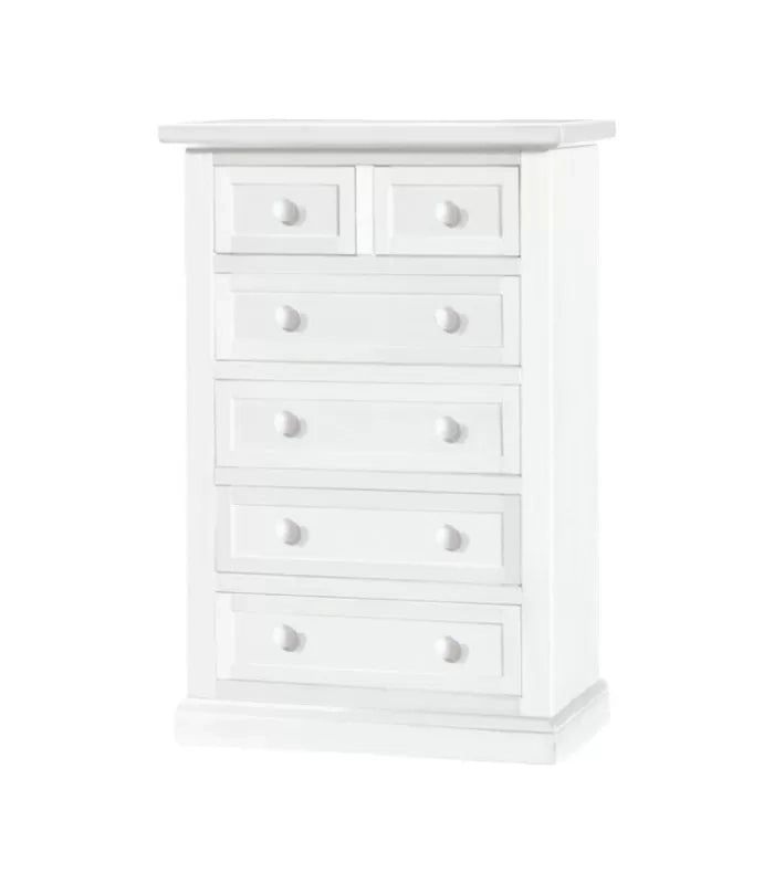 Cassettiera 6 cassetti in legno shabby bianco 62x37x93 (1393) - Mobili 2G