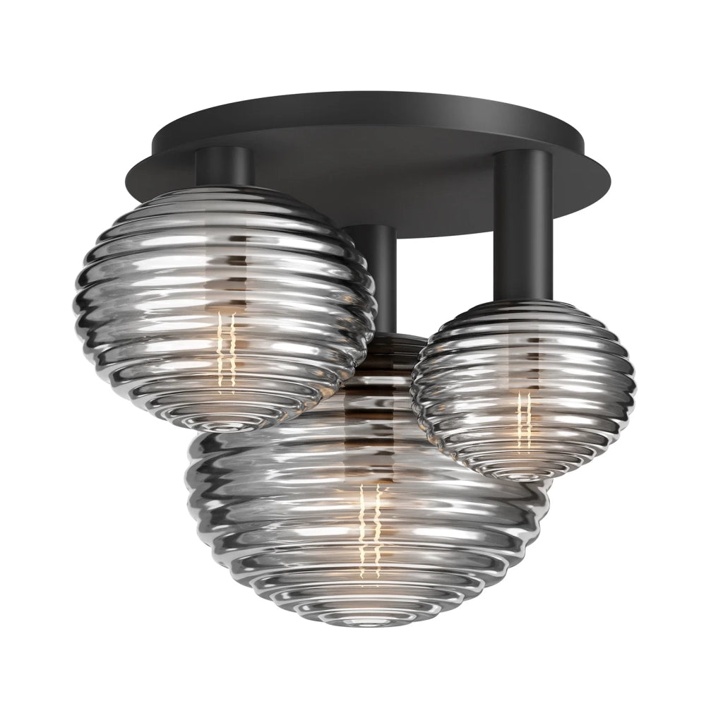 Maytoni Plafoniera moderna Reels 3 luci E14 nero metallo vetro