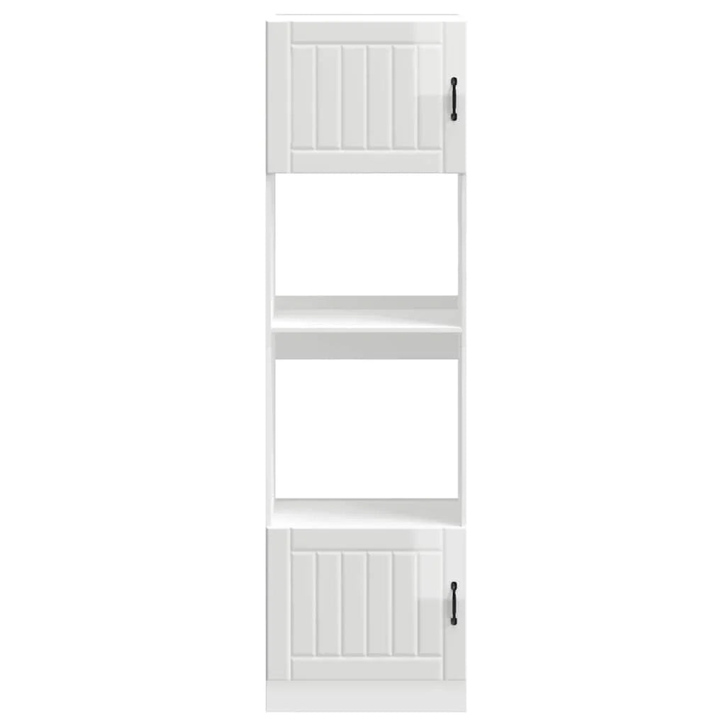 Set di 2 mobili da forno compatti e moderni con spazio di archiviazione regolabile 60 x 57 x 207 cm realizzati in legno ingegnerizzato bianco lucido 02_0055708