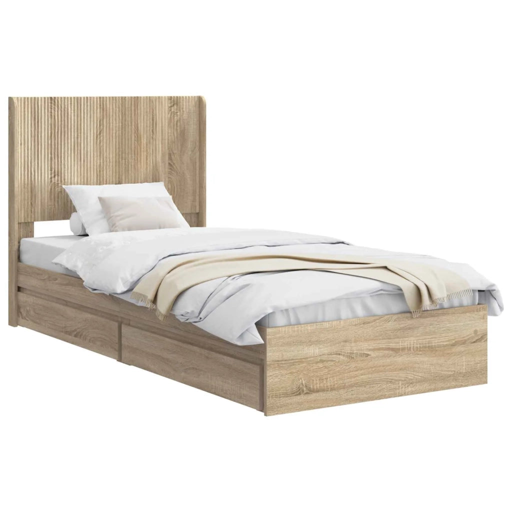 Struttura del letto con stoccaggio e testata-Giroletto con contenitore Rovere Sonoma 828143